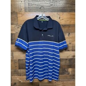 RLX Ralph Lauren Pro Fit Men's Navy Blue White Stripe Golf Polo Shirt XL